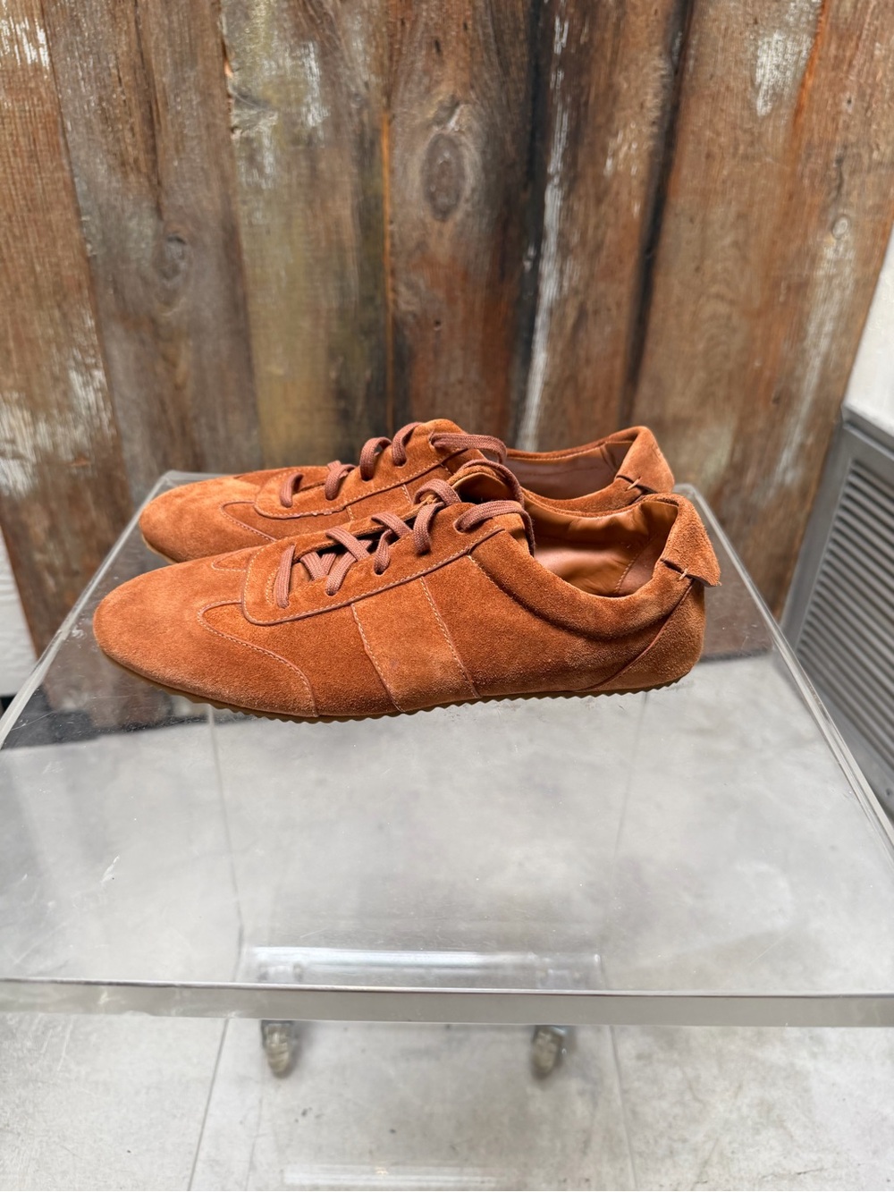 Reformation Terra Suede Lace-Up Sneakers — Chestnut Brown size 8.5 - Picture 12 of 13